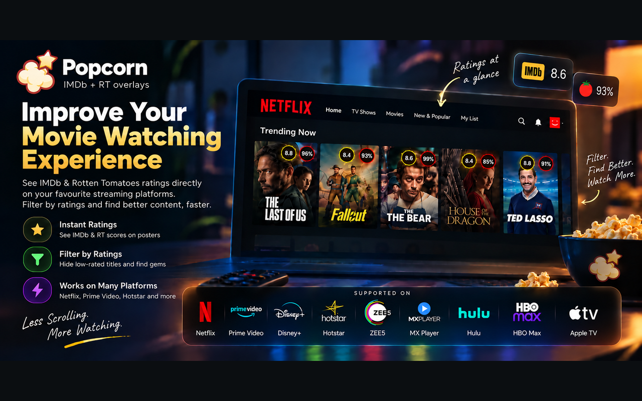 Popcorn promo across supported streaming platforms